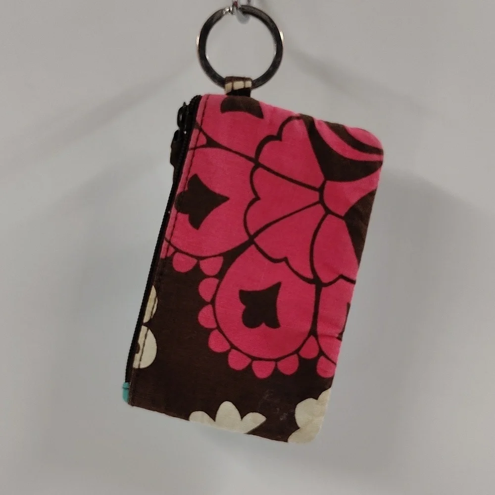 Vera Bradley quilted fabric coin purse Mod Floral Lanyard Key Holder ID Holder